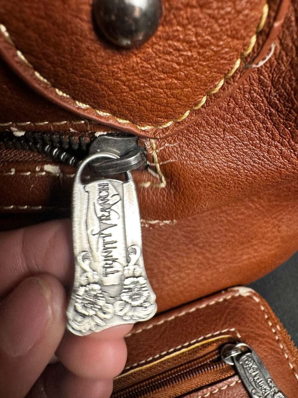 Trinity Ranch Western Floral Tooled Leather and Cowhide Purse and Wallet Set - Picture 6 of 12